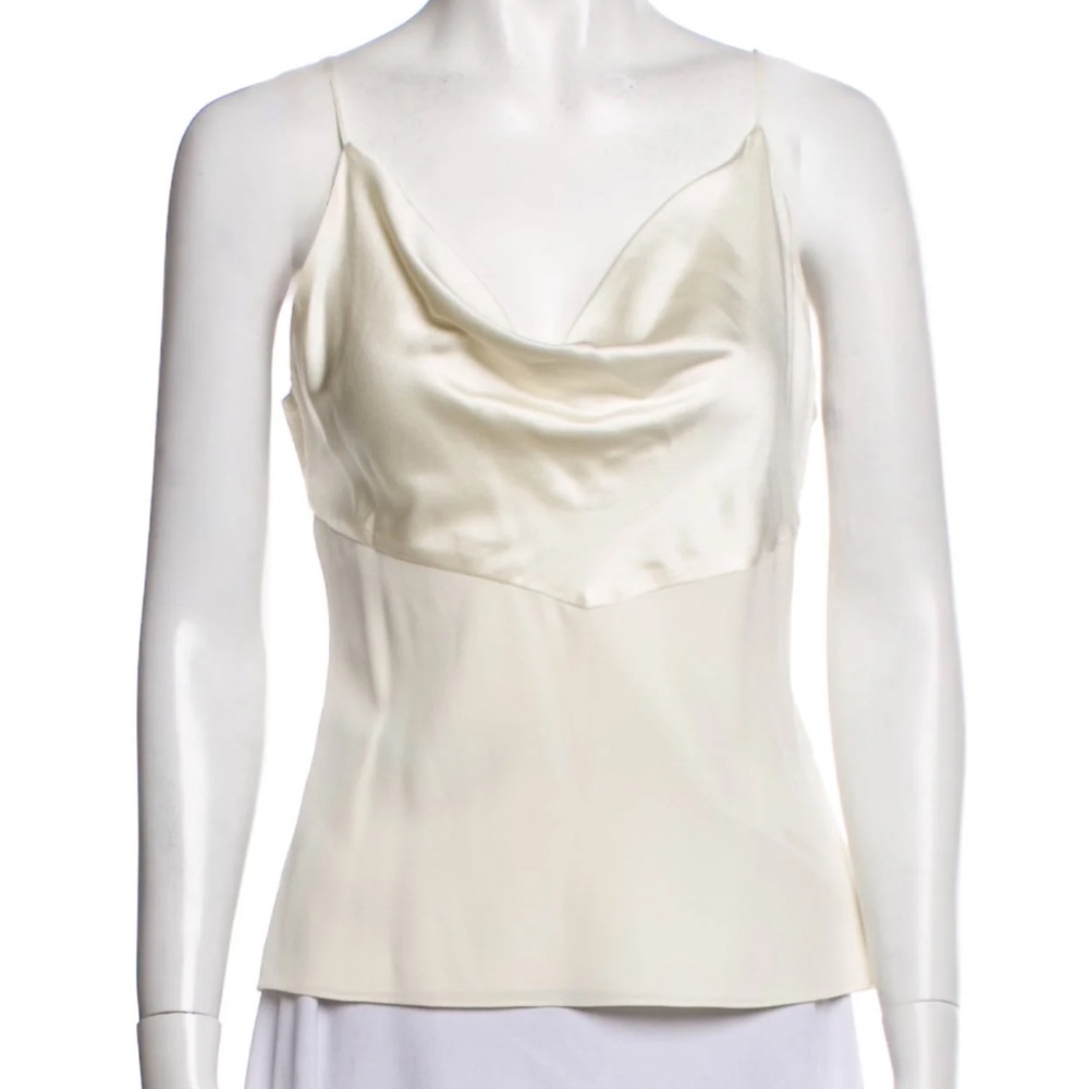 Elegant Cream Satin Cowl Neck Top